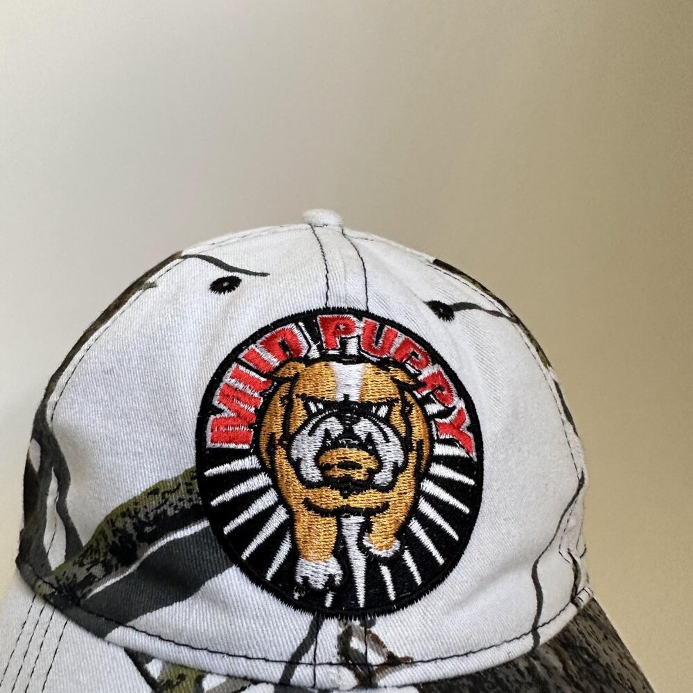 Mud Puppy Baseball Hat Camo Hunter Info Adjustable Strap Back Cap Embroidered - Picture 2 of 9